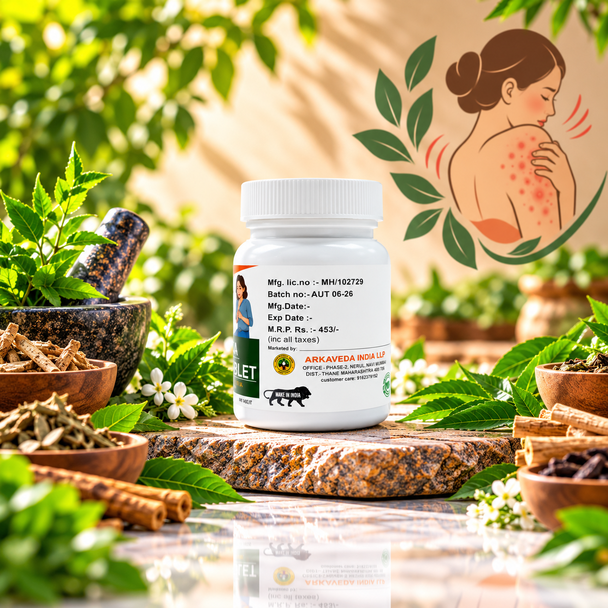 Arkaveda Urtikare Tablet – Ayurvedic Urticaria & Itching Relief