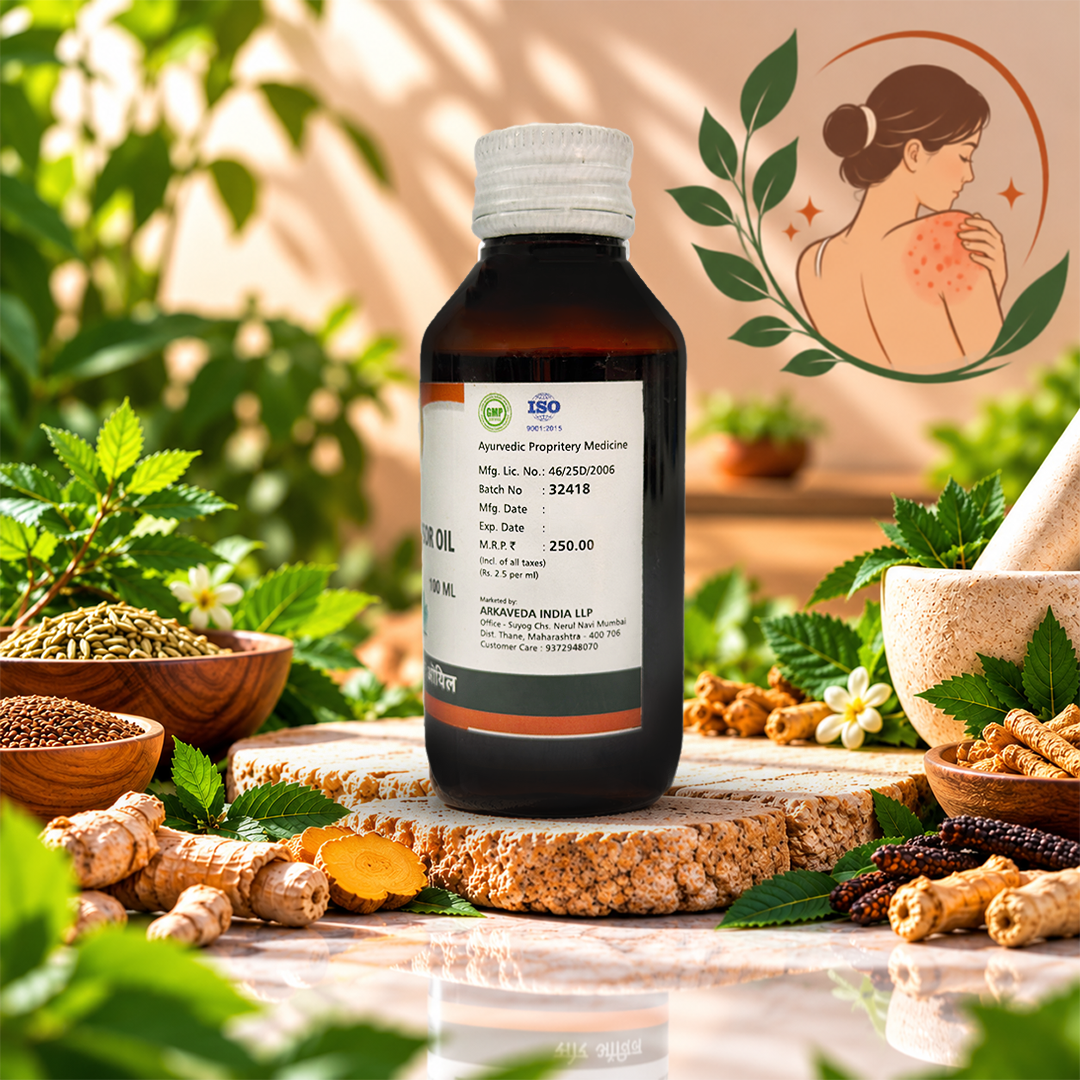 Psor Oil 100ml | Ayurvedic Herbal Skin Oil | Arkaveda