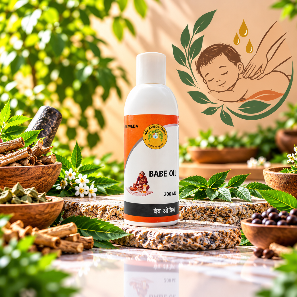 Babe Oil 200ml | Ayurvedic Babe Massage Oil | Arkaveda