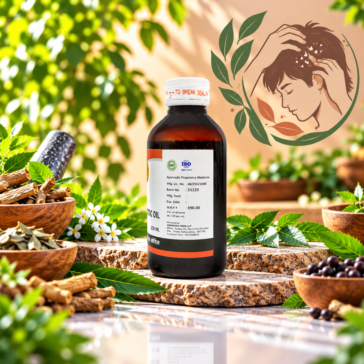Cutic Oil 200ml | Ayurvedic Hair & Scalp Oil | Arkaveda